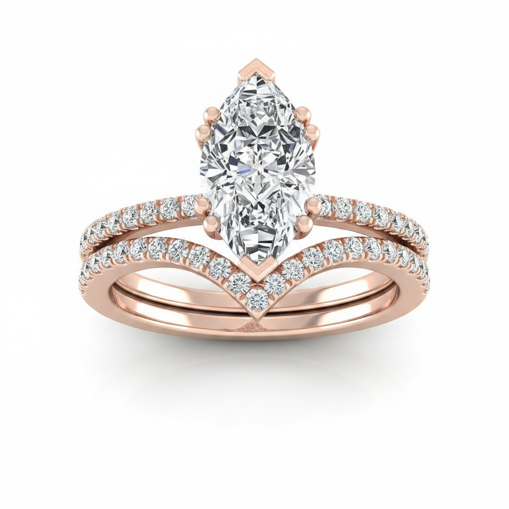 The Kelly Matching Wedding Band, Marquise in 14K Rose Gold | RockHer