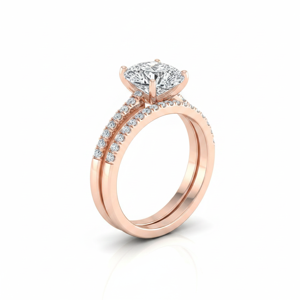 The Kelly Matching Wedding Band, Pear in 14K Rose Gold | RockHer