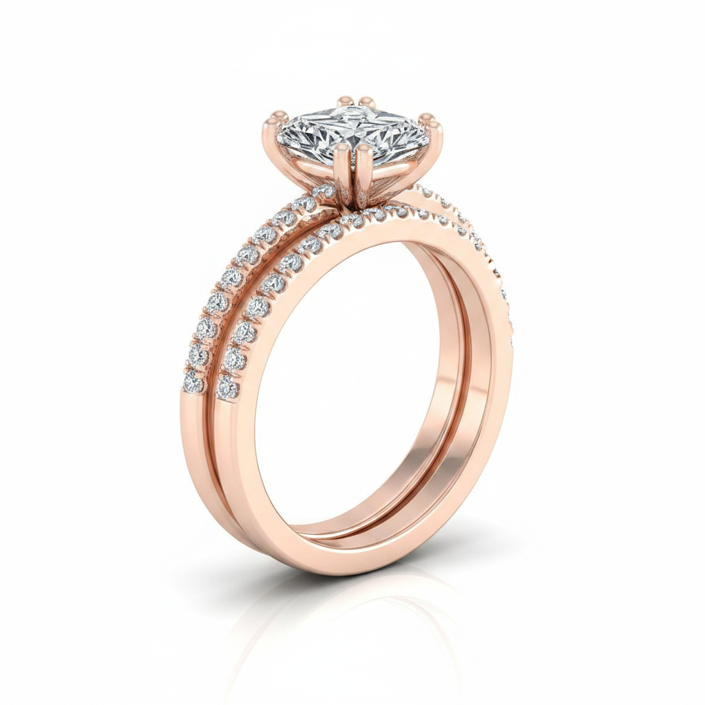 The Kelly Matching Wedding Band, Radiant in 14K Rose Gold | RockHer