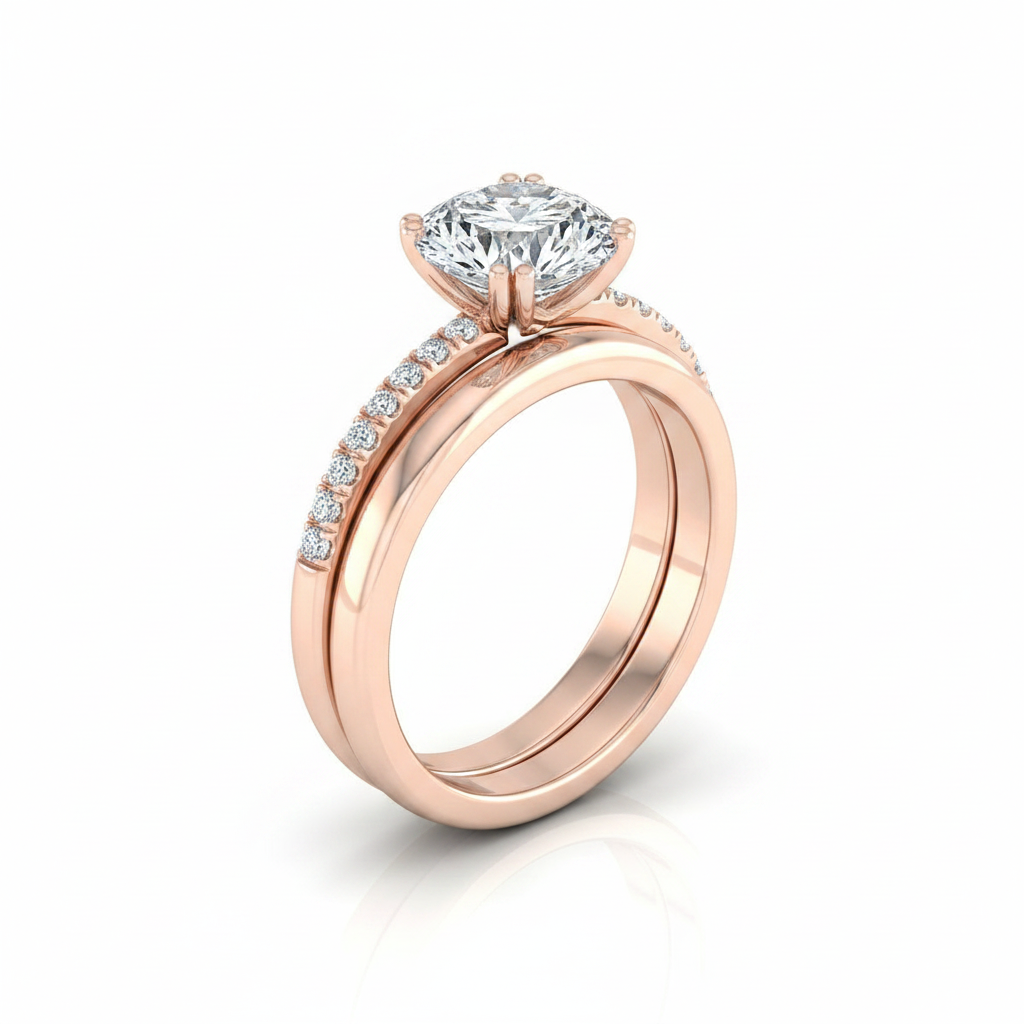 The Kelly Matching Wedding Band, Round in 14K Rose Gold | RockHer