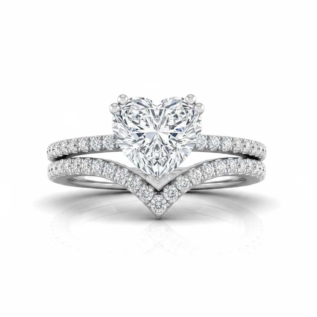 The Kelly Matching Wedding Band, Heart in 18K White Gold | RockHer