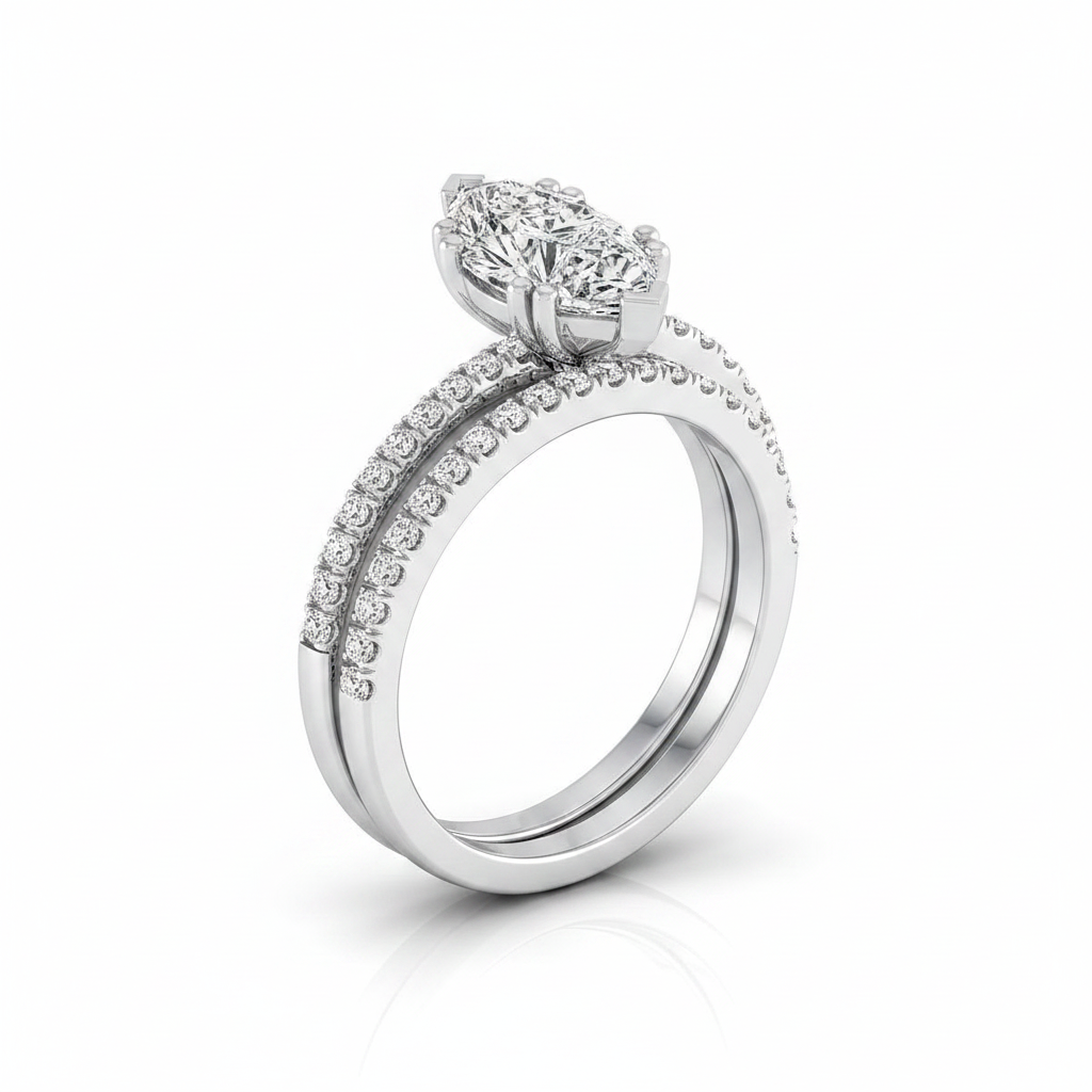 The Kelly Matching Wedding Band, Marquise in 18K White Gold | RockHer