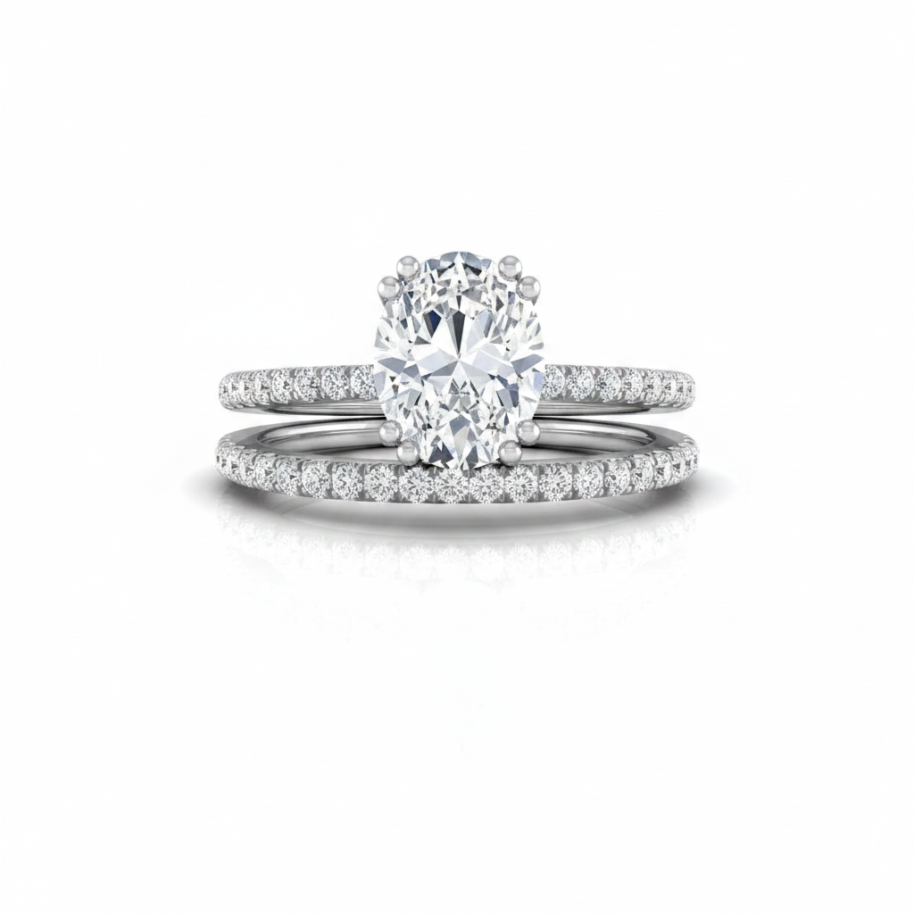 The Kelly Matching Wedding Band, Oval in 18K White Gold | RockHer