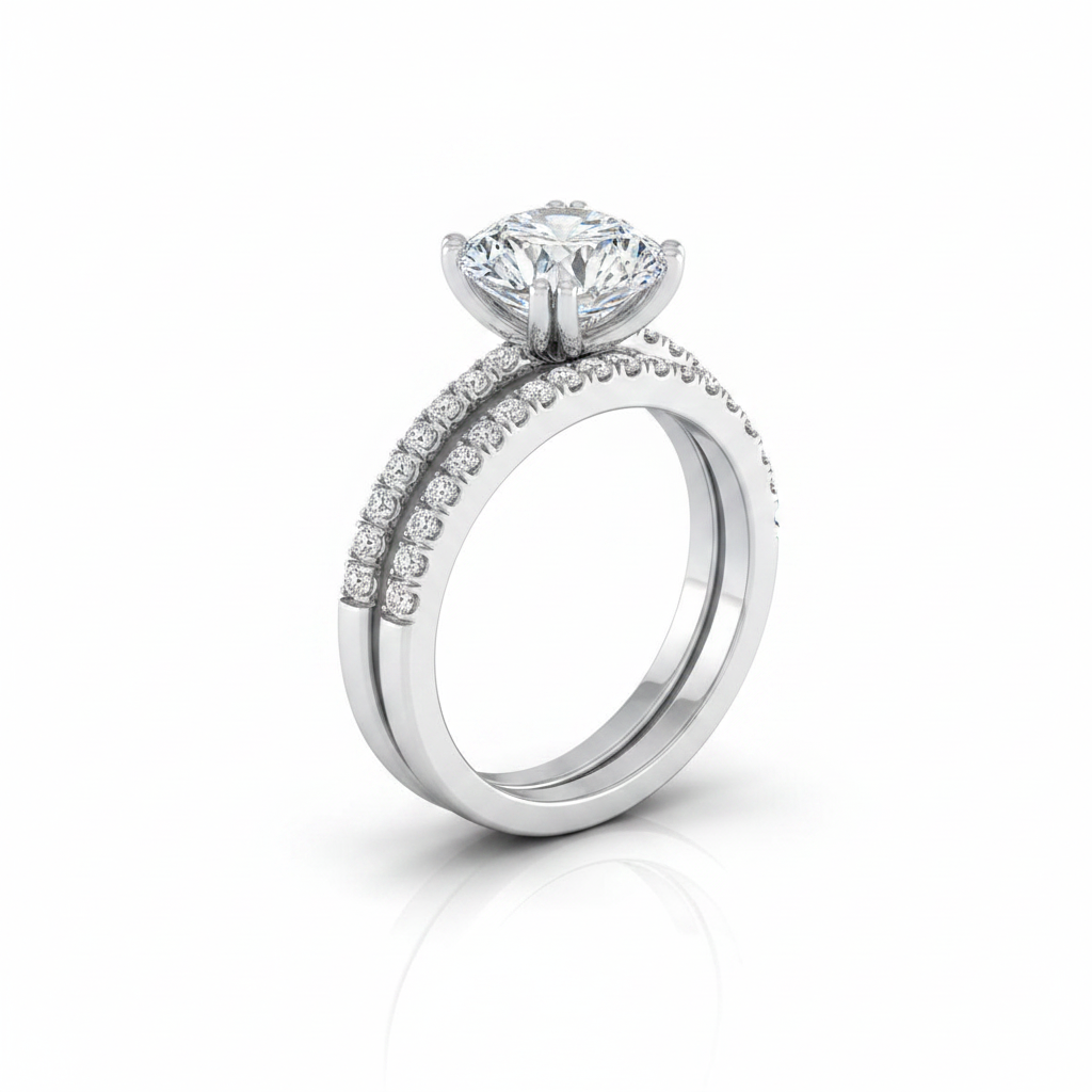 The Kelly Matching Wedding Band, Round in 18K White Gold | RockHer