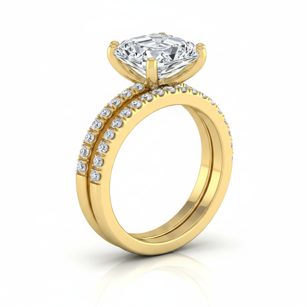 The Kelly Matching Wedding Band, Asscher in 18K Yellow Gold | RockHer