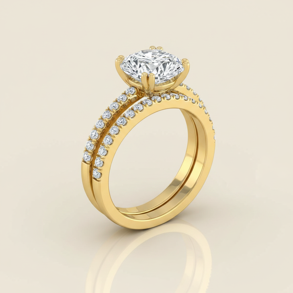 The Kelly Matching Wedding Band, Cushion in 18K Yellow Gold | RockHer