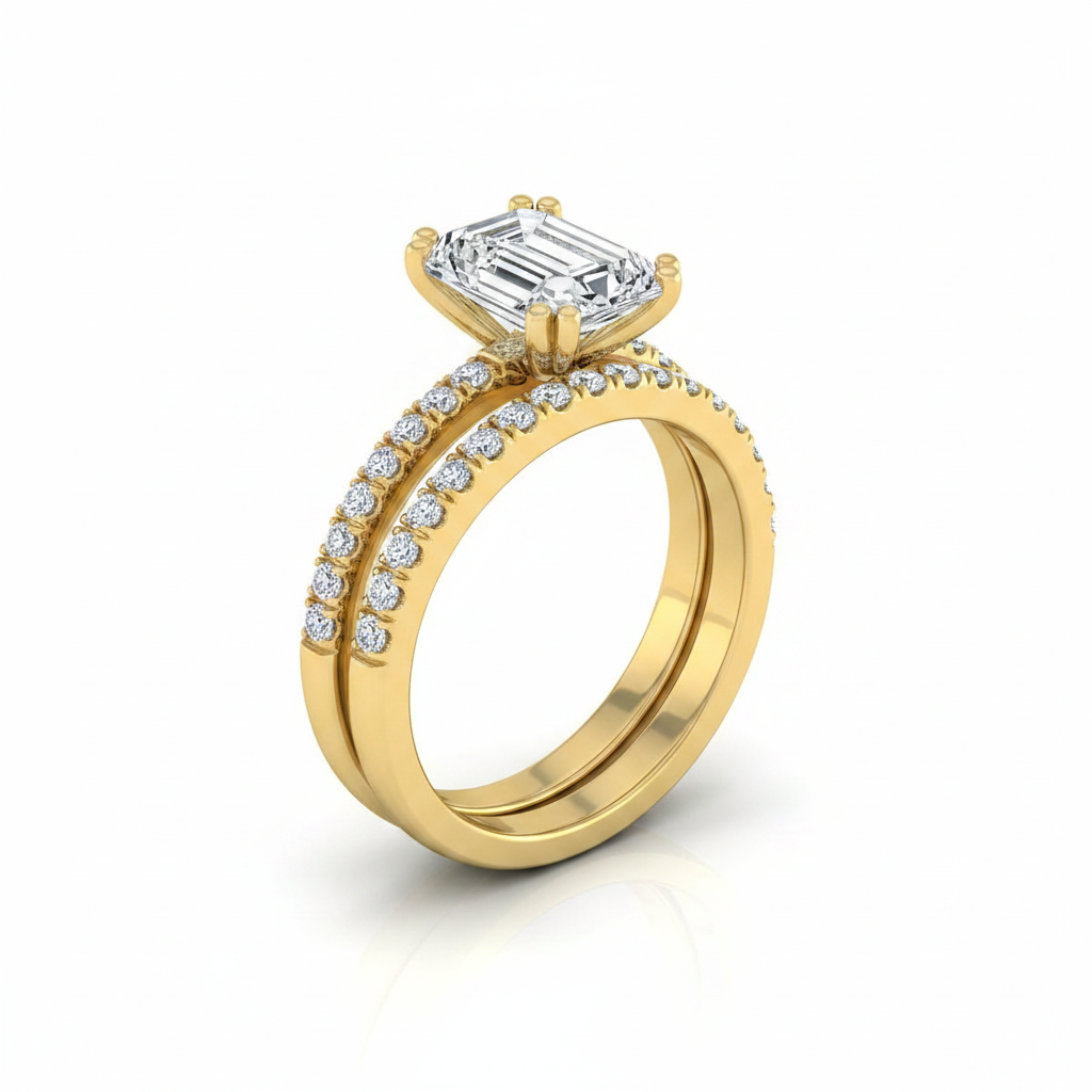 The Kelly Matching Wedding Band, Emerald in 18K Yellow Gold | RockHer