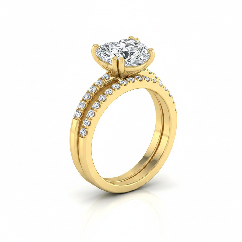 The Kelly Matching Wedding Band, Heart in 18K Yellow Gold | RockHer