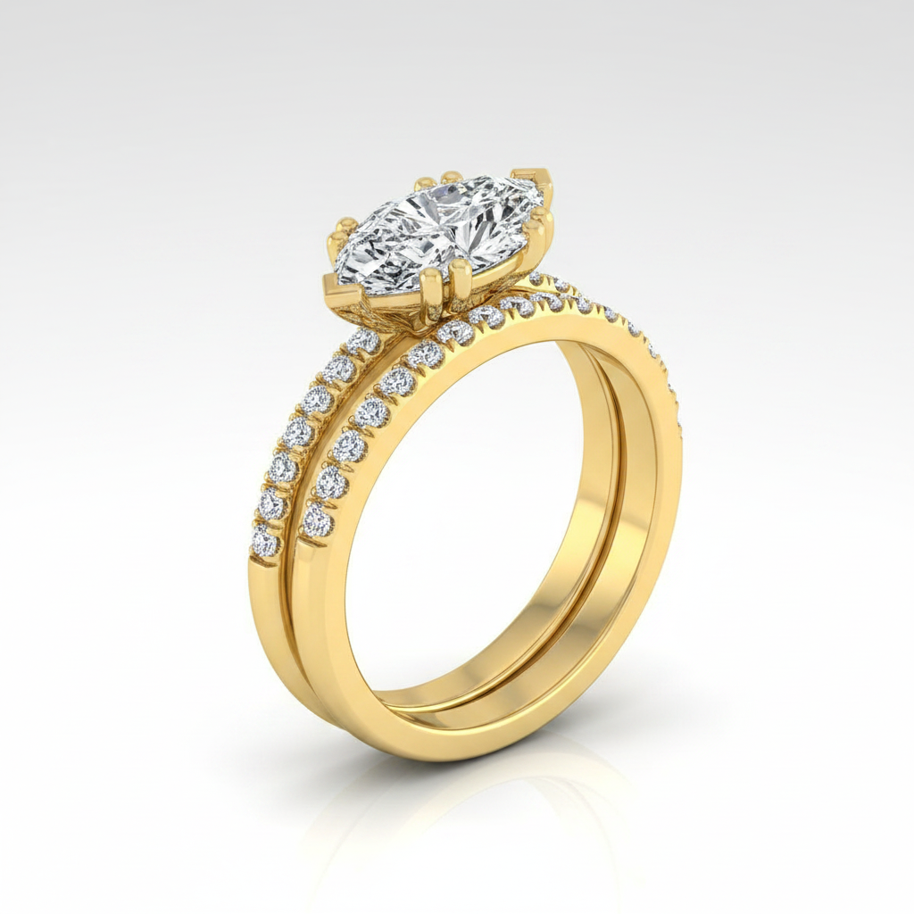 The Kelly Matching Wedding Band, Marquise in 18K Yellow Gold | RockHer