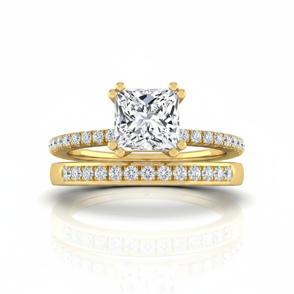 The Kelly Matching Wedding Band, Princess in 18K Yellow Gold | RockHer