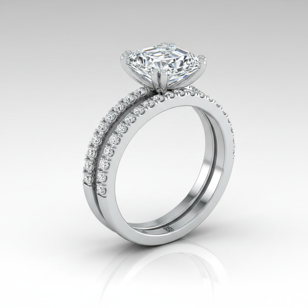 The Kelly Matching Wedding Band, Asscher in Platinum | RockHer