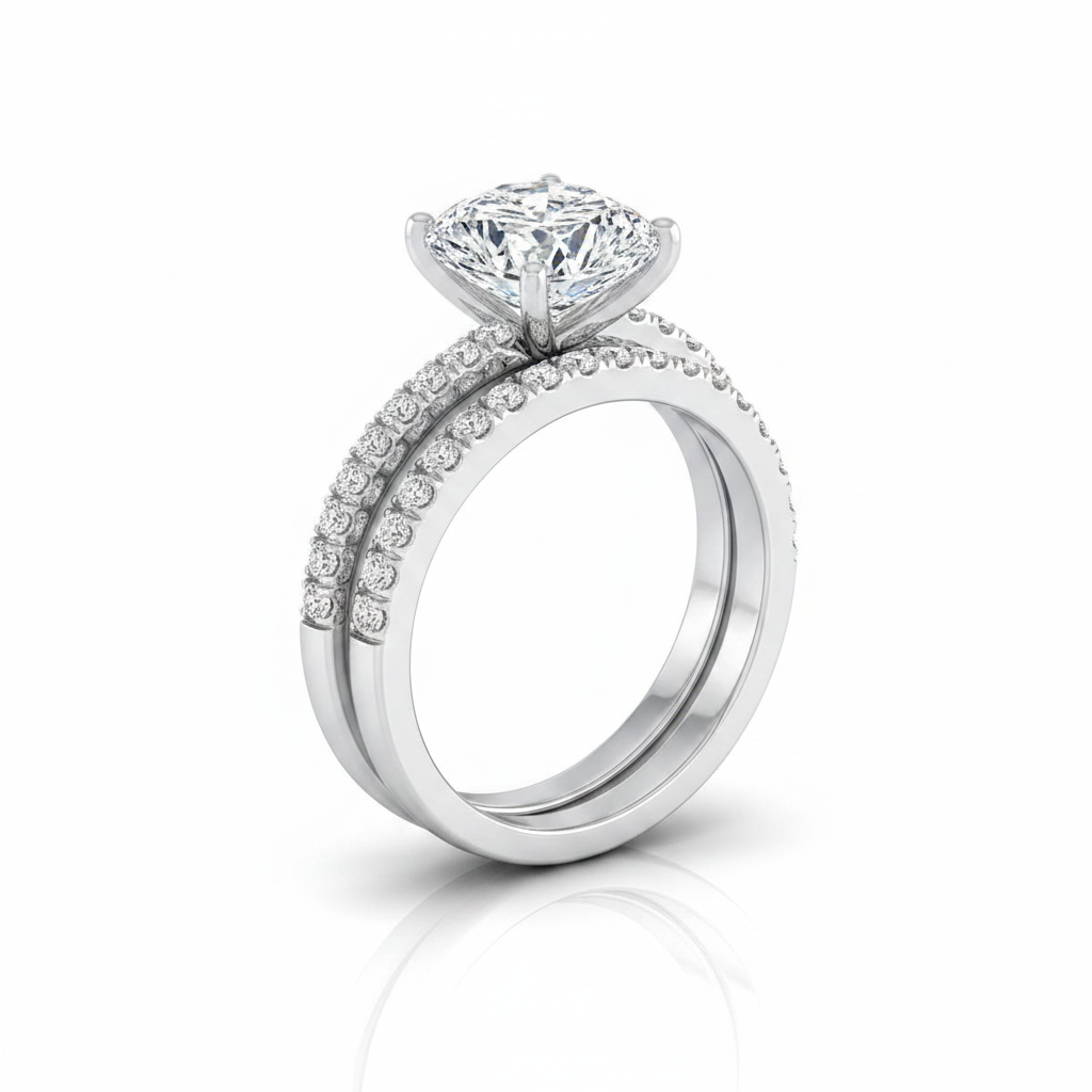 The Kelly Matching Wedding Band, Cushion in Platinum | RockHer