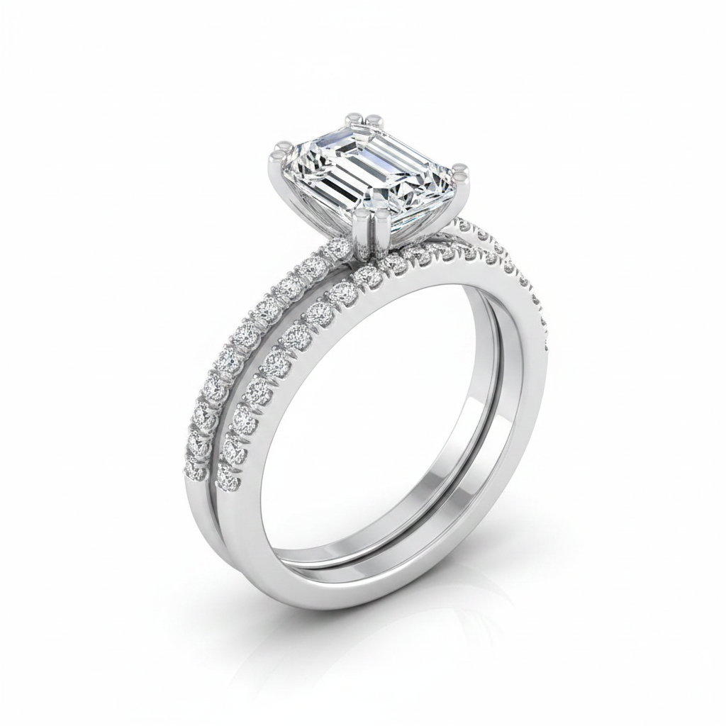 The Kelly Matching Wedding Band, Emerald in Platinum | RockHer