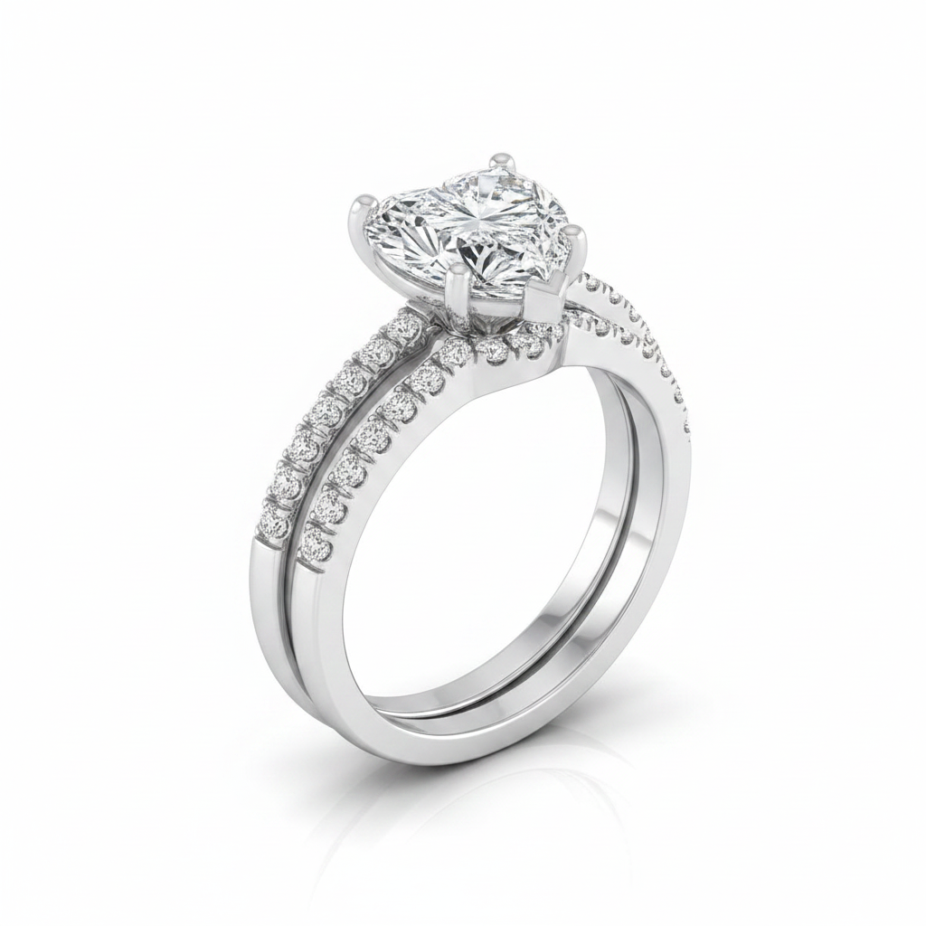 The Kelly Matching Wedding Band, Heart in Platinum | RockHer