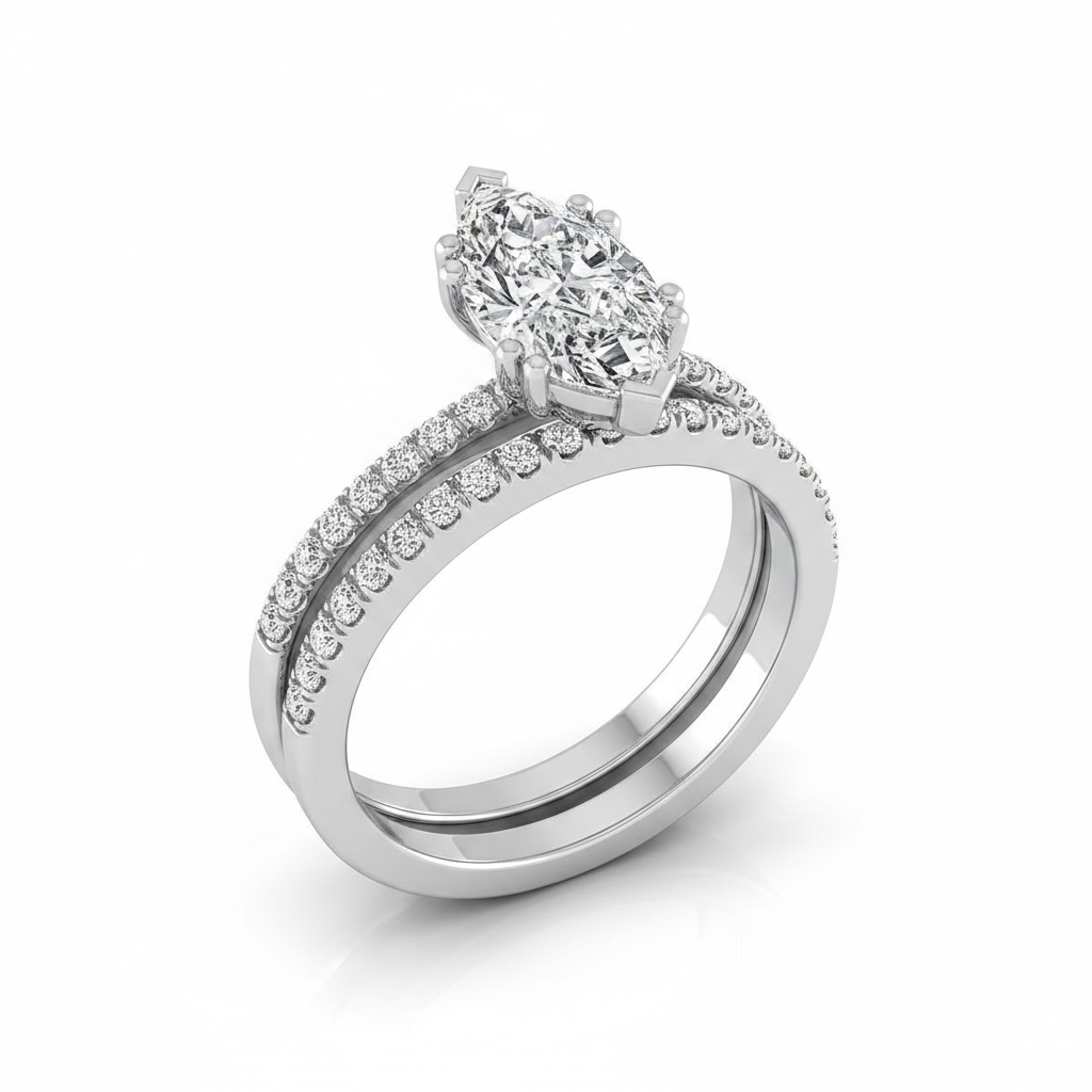 The Kelly Matching Wedding Band, Marquise in Platinum | RockHer