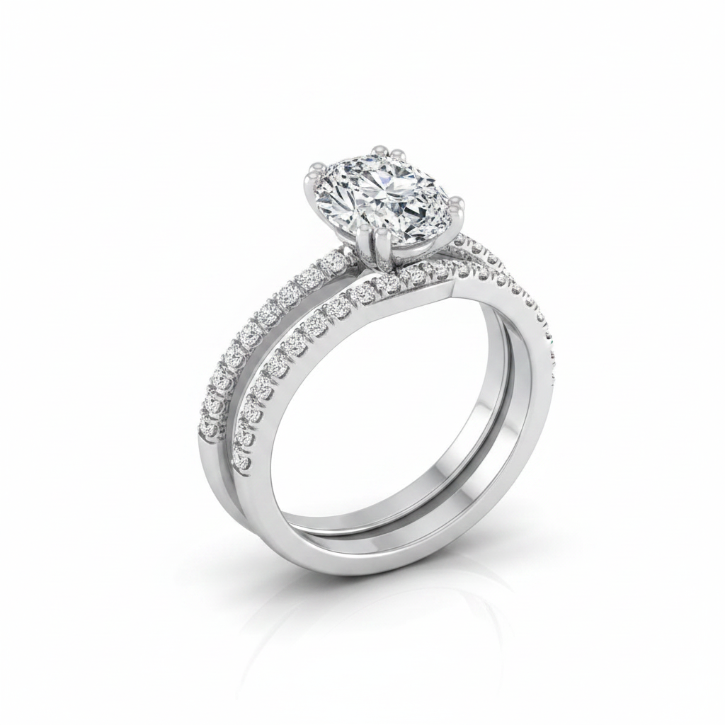 The Kelly Matching Wedding Band, Oval in Platinum | RockHer