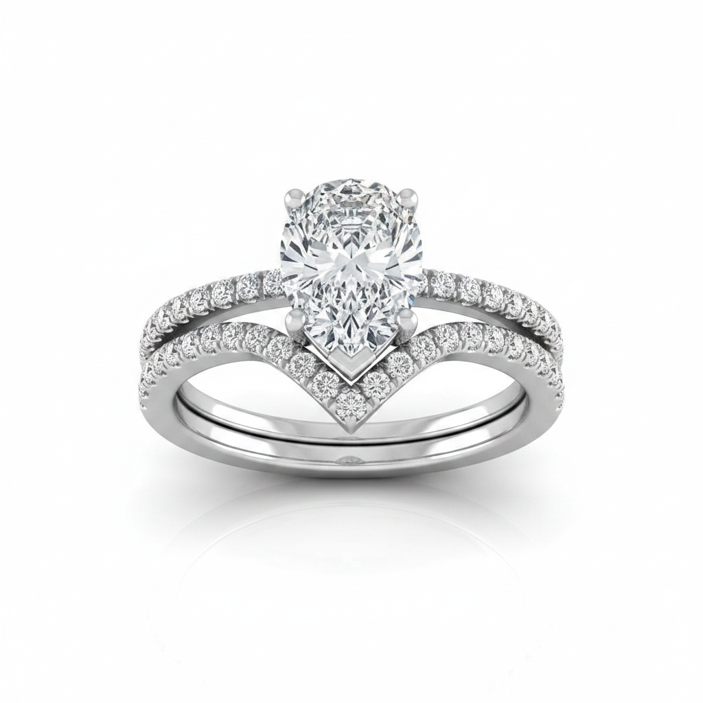 The Kelly Matching Wedding Band, Pear in Platinum | RockHer