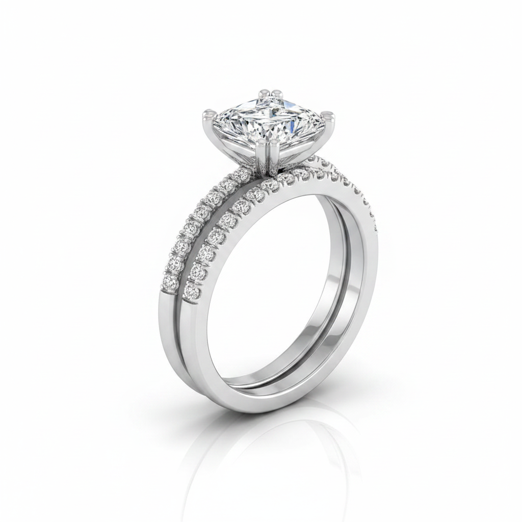 The Kelly Matching Wedding Band, Princess in Platinum | RockHer