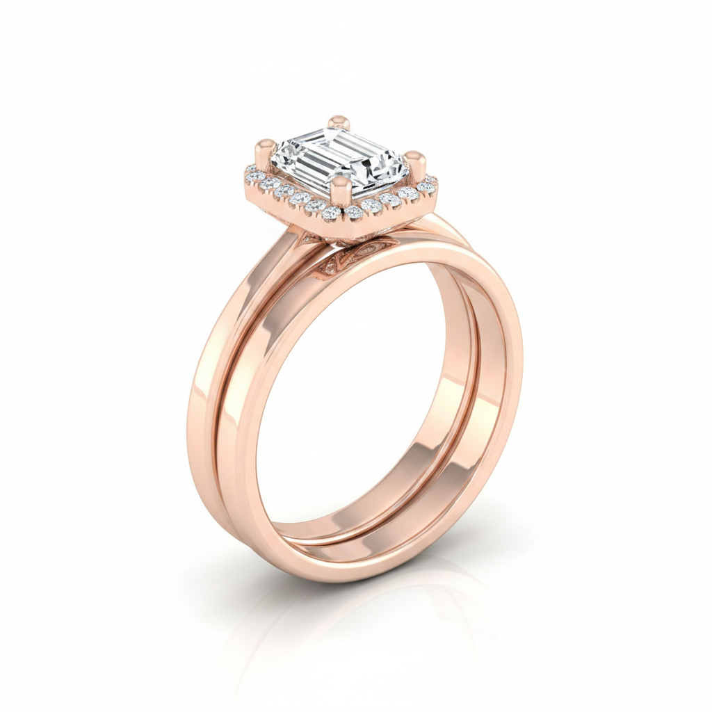 The Lana Matching Wedding Band, Emerald in 14K Rose Gold | RockHer