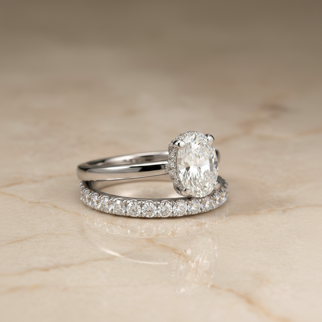 The Lana Matching Wedding Band, Oval in 18K White Gold | RockHer