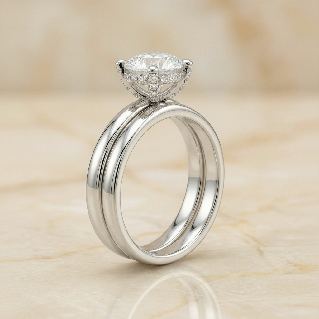 The Lana Matching Wedding Band, Round in 18K White Gold | RockHer