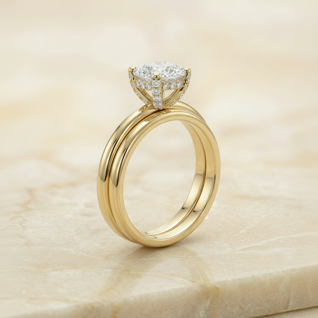 The Lana Matching Wedding Band, Cushion in 18K Yellow Gold | RockHer