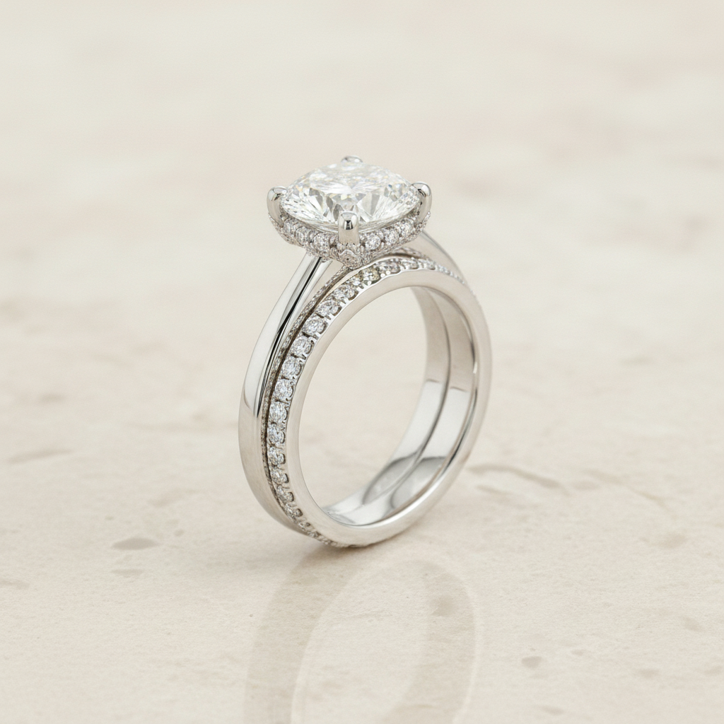 The Lana Matching Wedding Band, Cushion in Platinum | RockHer