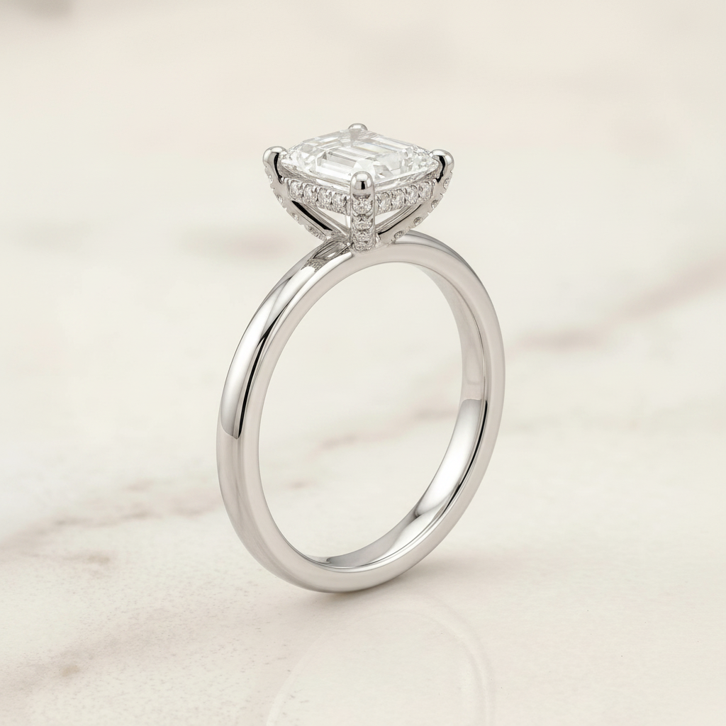 The Lana Matching Wedding Band, Emerald in Platinum | RockHer