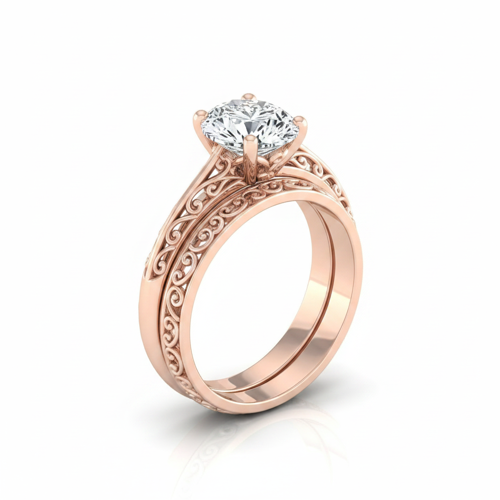 The Layla Matching Wedding Band, Oval in 14K Rose Gold