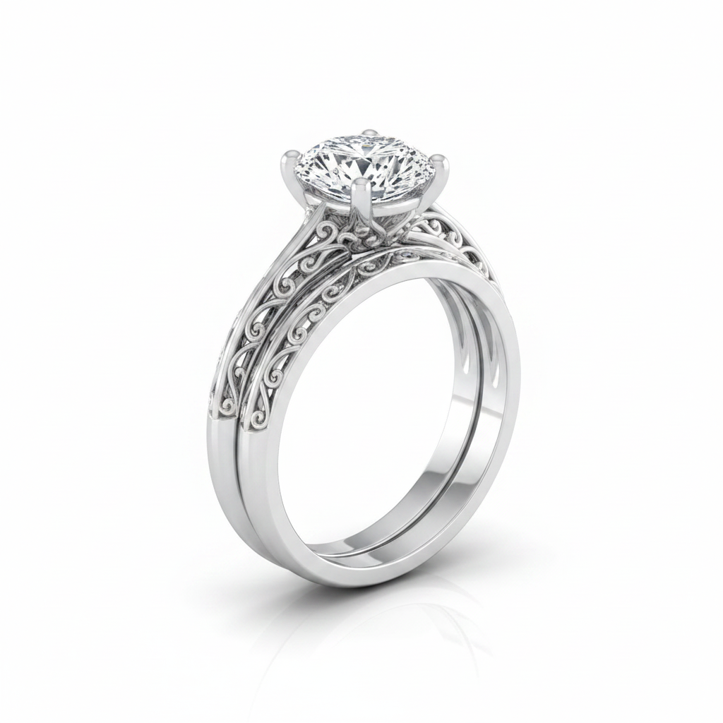 The Layla Matching Wedding Band, Oval in 18K White Gold