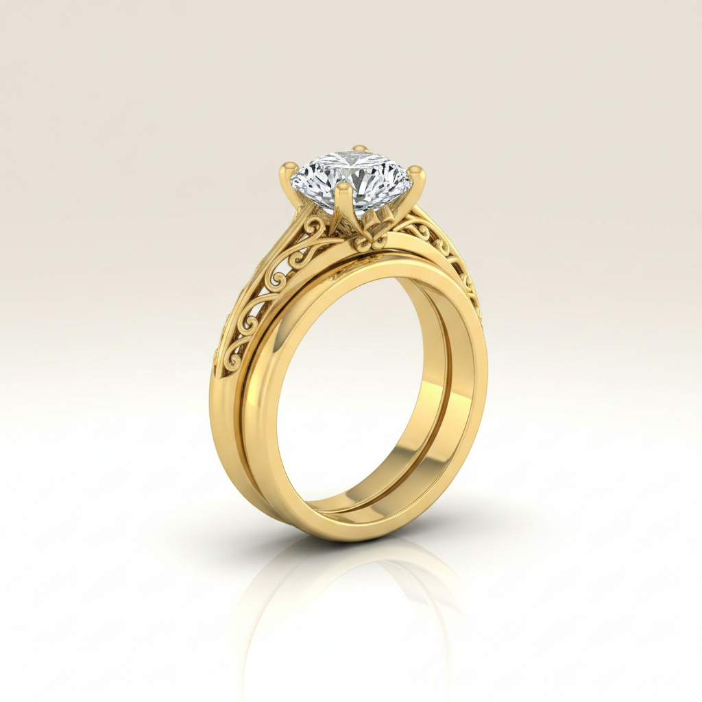 The Layla Matching Wedding Band, Round in 18K Yellow Gold