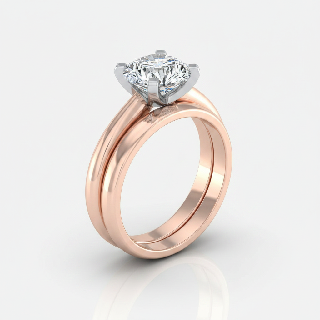 The Leonora Matching Wedding Band, Round in 14K Rose Gold
