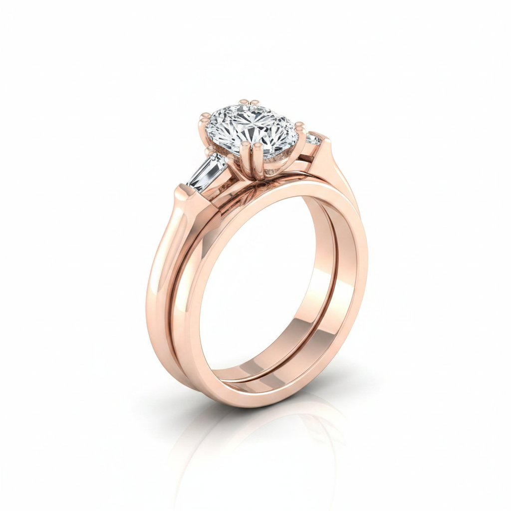 The Lily Matching Wedding Band, Oval in 14K Rose Gold