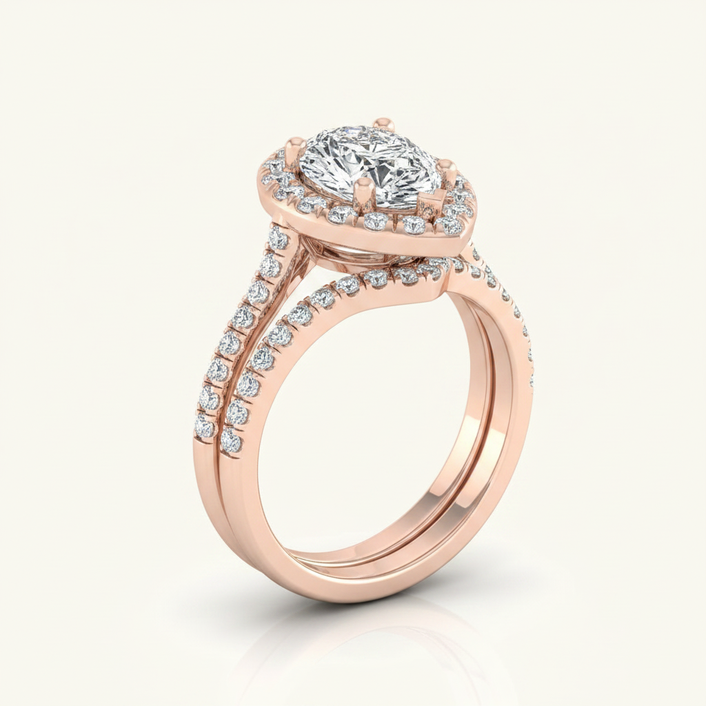The Lira Matching Wedding Band, Pear in 14K Rose Gold