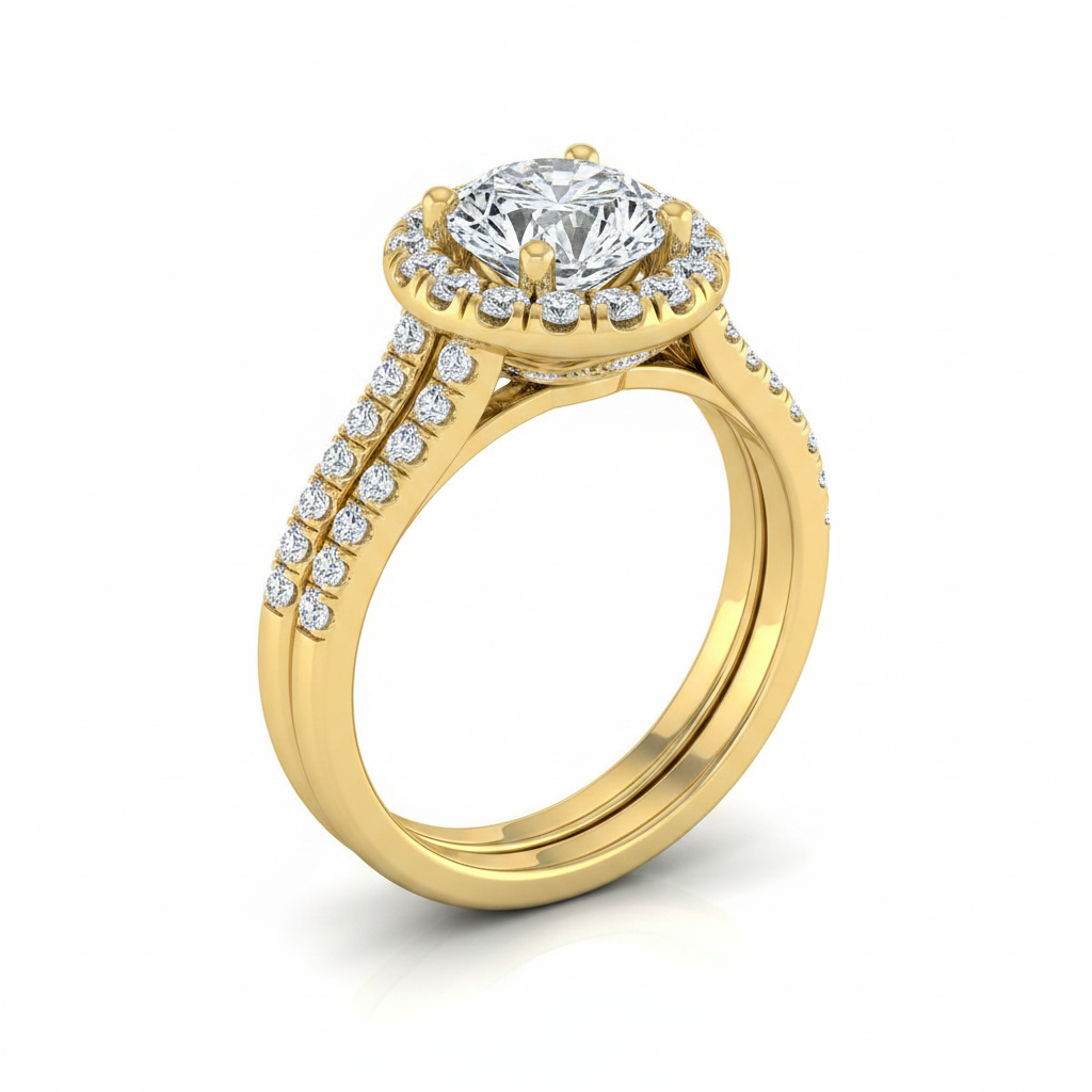 The Lira Matching Wedding Band, Round in 18K Yellow Gold