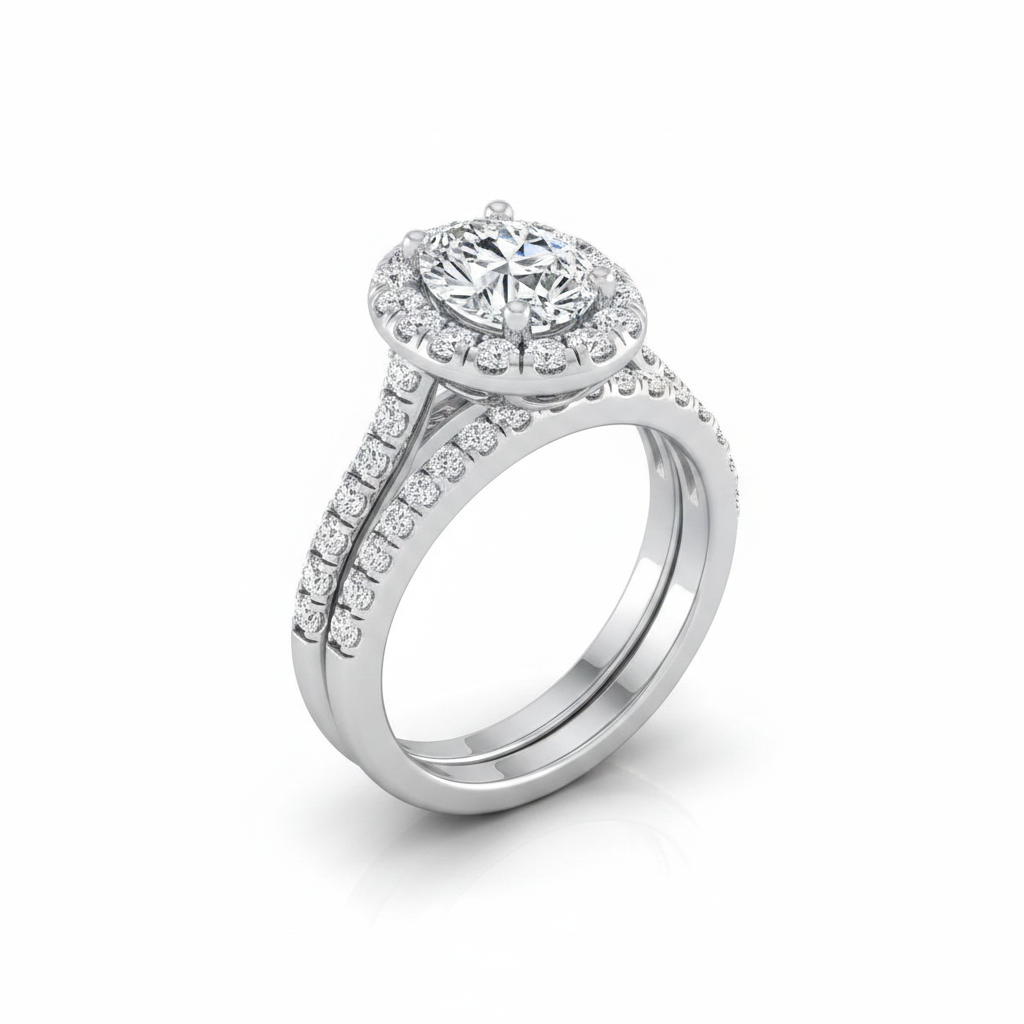 The Lira Matching Wedding Band, Oval in Platinum