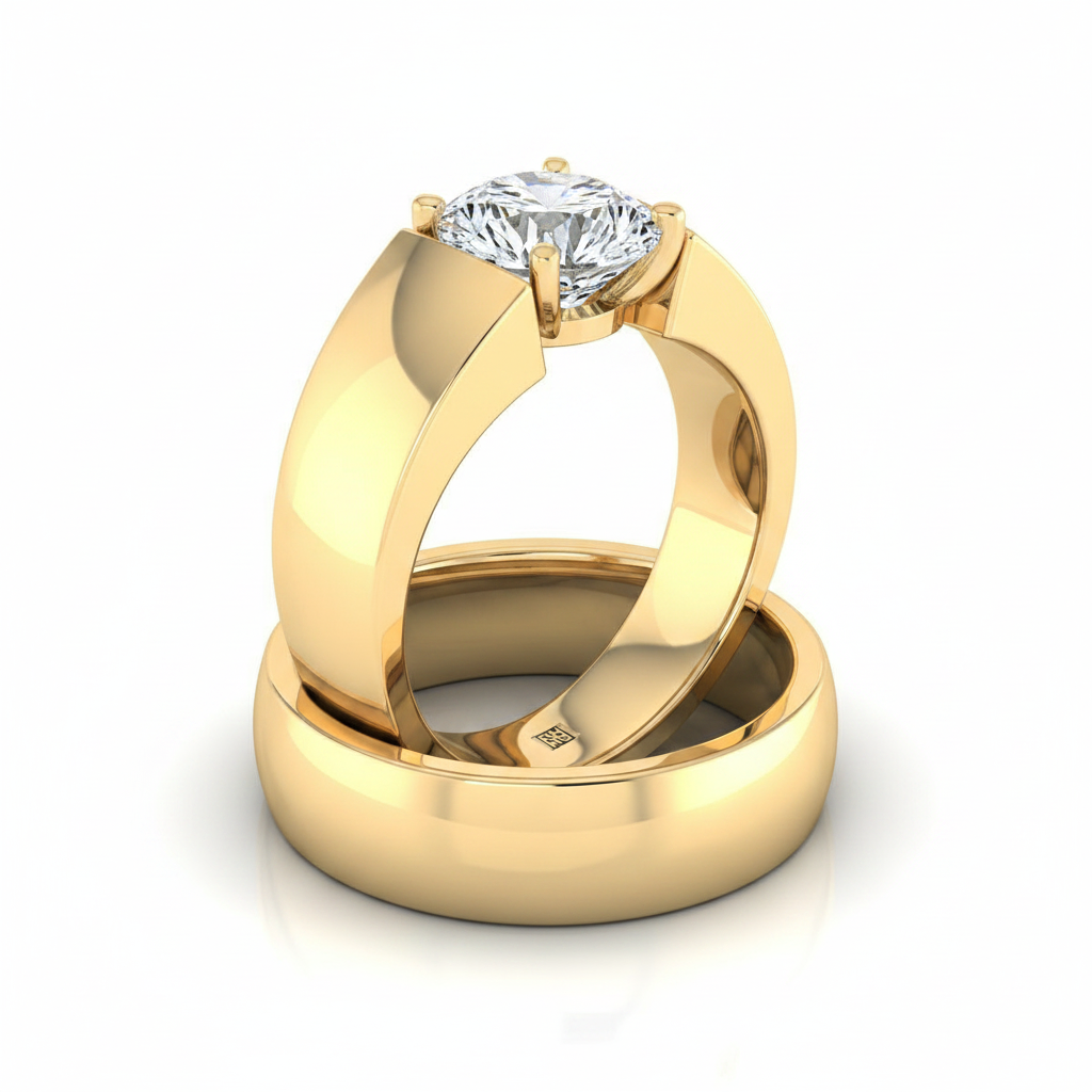 The Lola Matching Wedding Band, Round in 18K Yellow Gold
