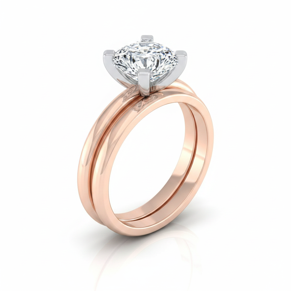 The Lolette Matching Wedding Band, Cushion in 14K Rose Gold
