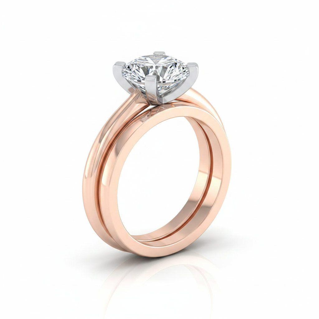 The Lolette Matching Wedding Band, Round in 14K Rose Gold