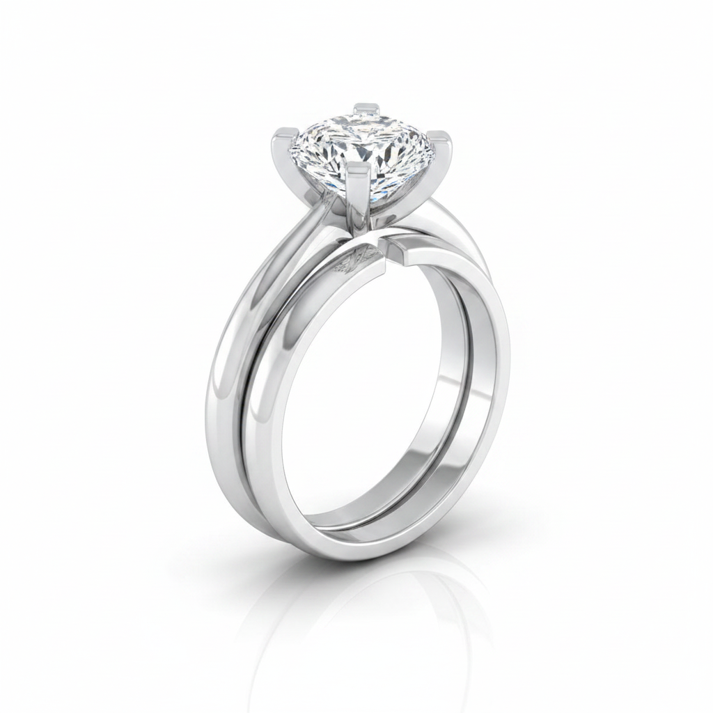 The Lolette Matching Wedding Band, Cushion in 18K White Gold