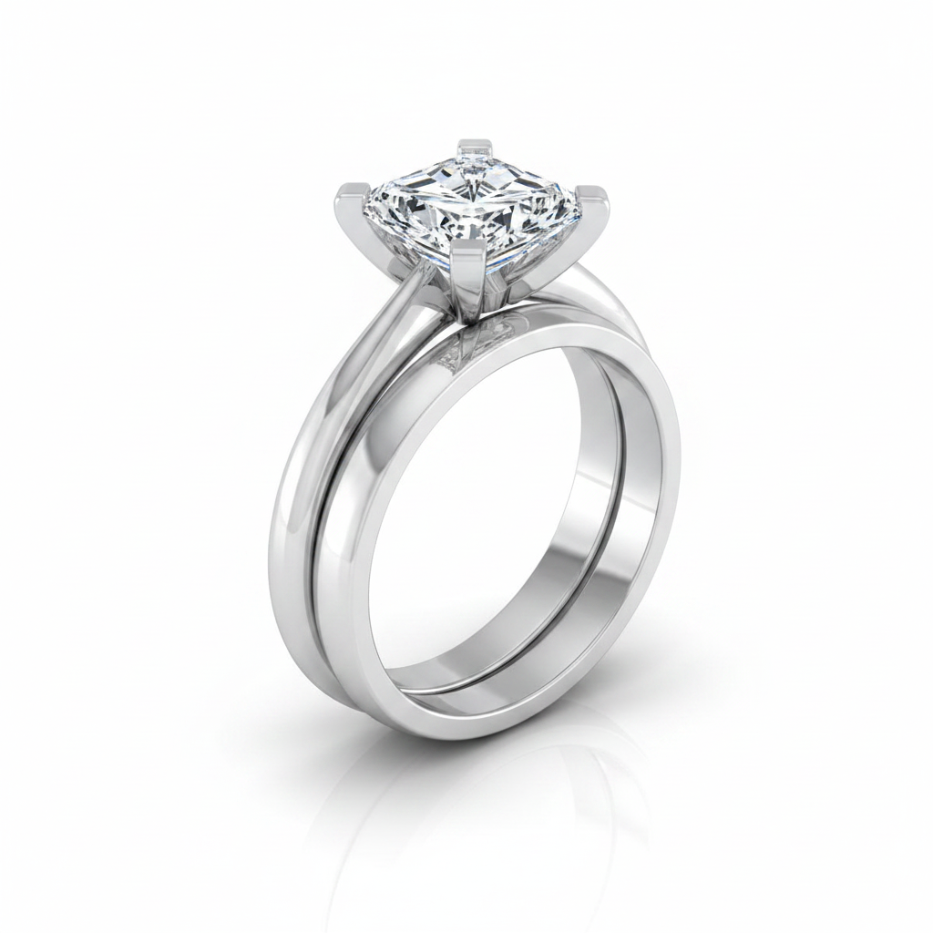 The Lolette Matching Wedding Band, Radiant in 18K White Gold