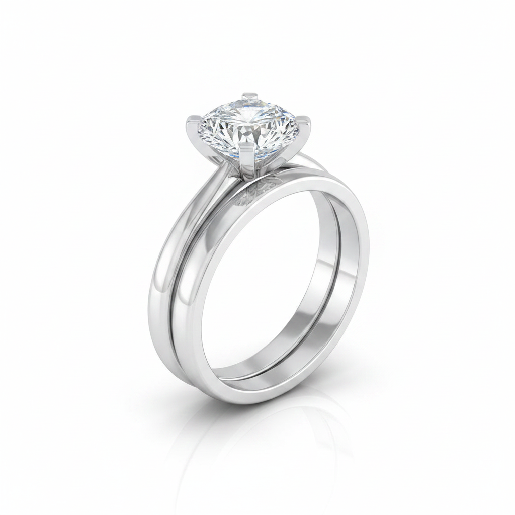 The Lolette Matching Wedding Band, Round in 18K White Gold
