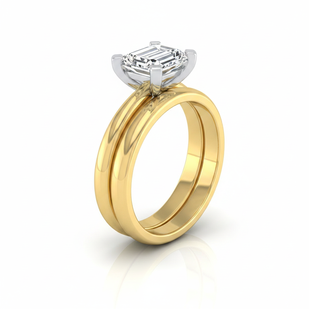 The Lolette Matching Wedding Band, Emerald in 18K Yellow Gold