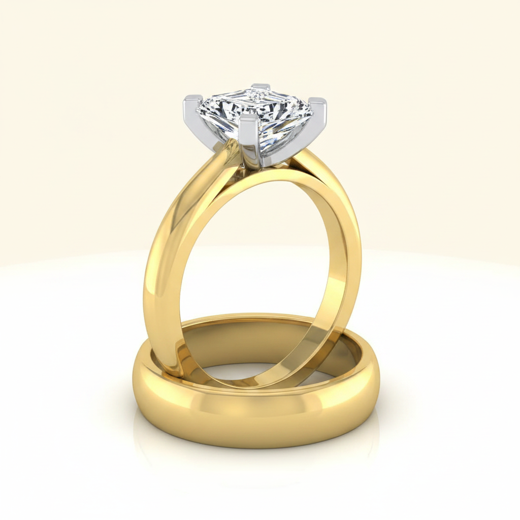 The Lolette Matching Wedding Band, Radiant in 18K Yellow Gold