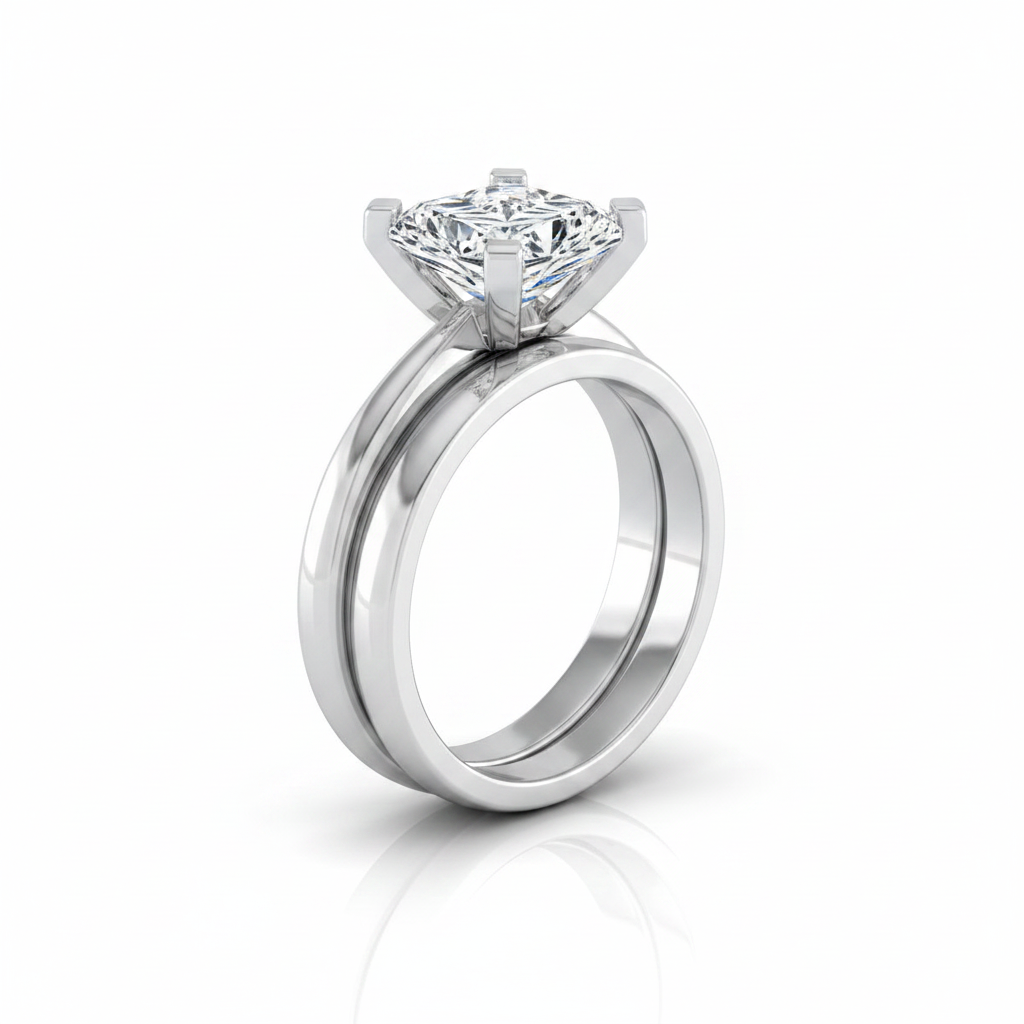 The Lolette Matching Wedding Band, Radiant in Platinum