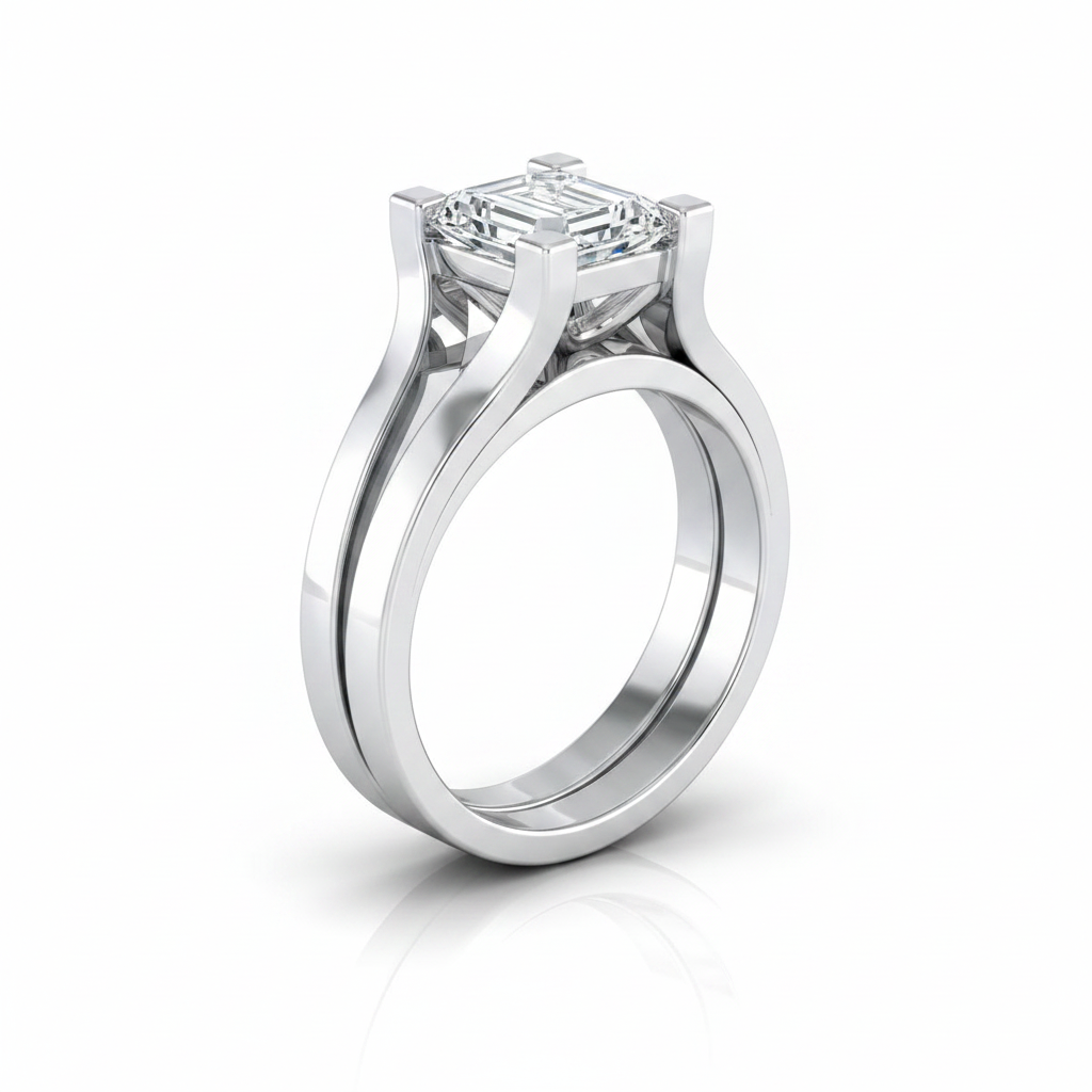 The Lorelei Matching Wedding Band, Emerald in 18K White Gold