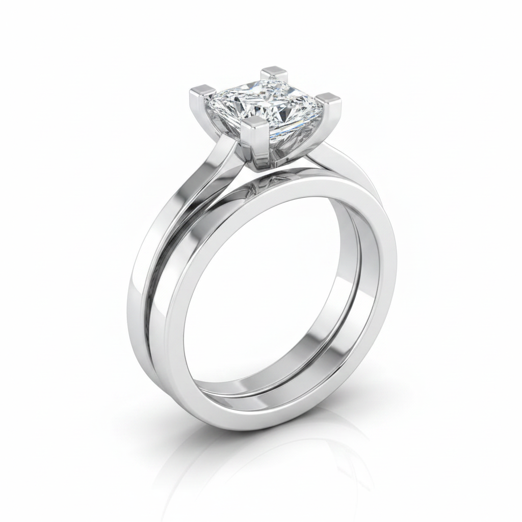 The Lorelei Matching Wedding Band, Princess in 18K White Gold