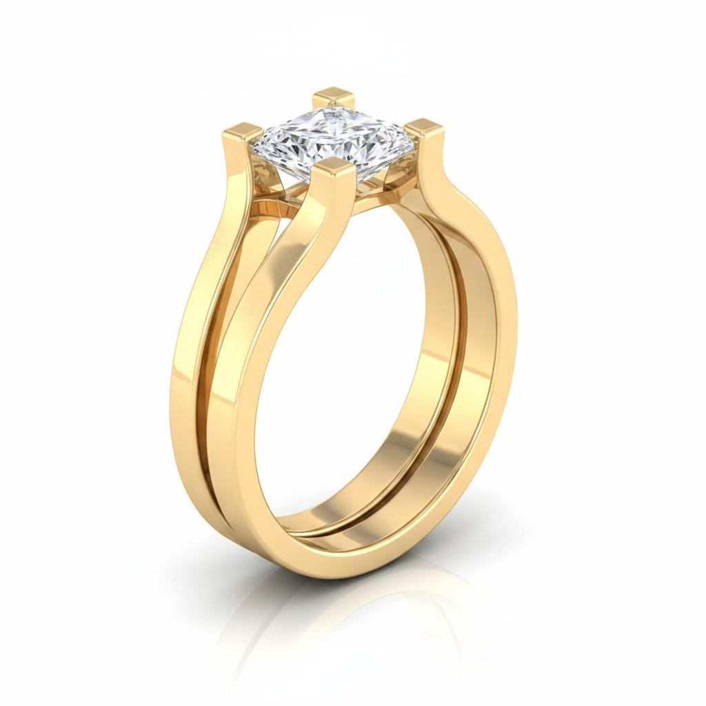 The Lorelei Matching Wedding Band, Princess in 18K Yellow Gold