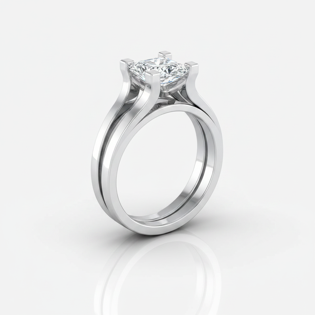 The Lorelei Matching Wedding Band, Princess in Platinum