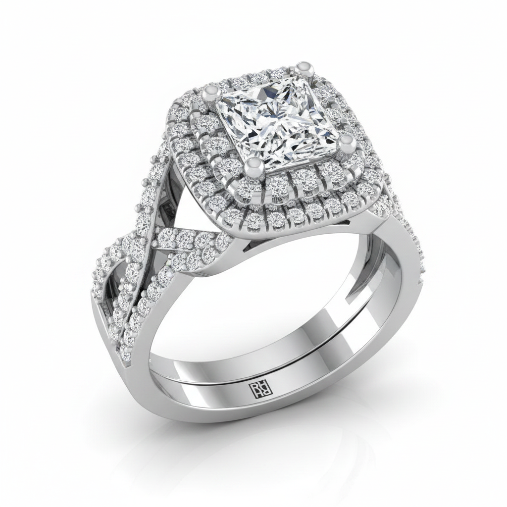 The Macy Matching Wedding Band, Princess in 18K White Gold